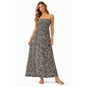 Chico's  Zenergy Black & White Zebra Print Strapless  Maxi Dres Size XL Vacation